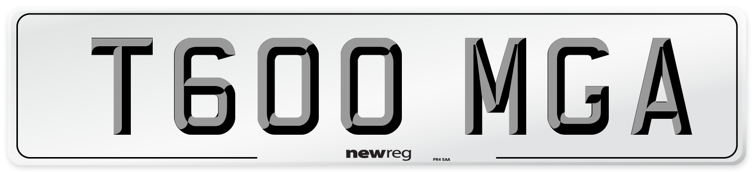 T600 MGA Number Plate from New Reg